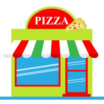 Pizza Shop Icon Means Pizzeria Restaurant 3d Illustration