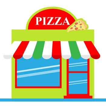 Pizza Shop Icon Means Pizzeria Restaurant 3d Illustration