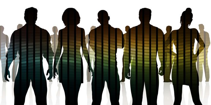 Confident Business Team Looking at You Silhouette