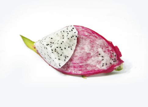 beautiful red dragon fruit on white background