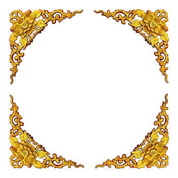 beautiful gold floral pattern carving on white background for frame