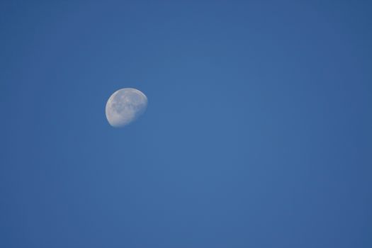 beautiful half moon on blue sky in morning day