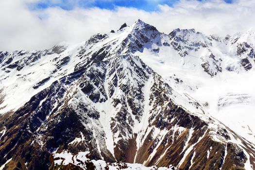 Winter landscape of mountains Caucasus region in Russia