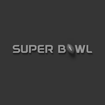 BLACK AND WHITE PHOTO OF 3D RENDERING WORDS 'SUPER BOWL' AND RUGBY BALL ON PLAIN BACKGROUND