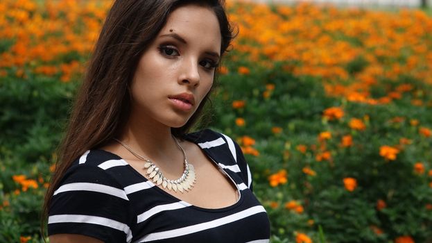 Serious Teen Girl In Meadow