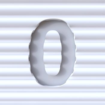 Cut out font in wave surface NUMBER 0 ZERO 3D rendering illustration