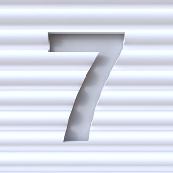 Cut out font in wave surface NUMBER 7 SEVEN 3D rendering illustration