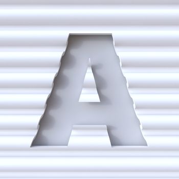 Cut out font in wave surface LETTER A 3D rendering illustration