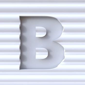 Cut out font in wave surface LETTER B 3D rendering illustration