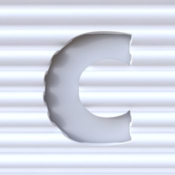 Cut out font in wave surface LETTER C 3D rendering illustration