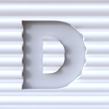 Cut out font in wave surface LETTER D 3D rendering illustration