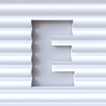 Cut out font in wave surface LETTER E 3D rendering illustration