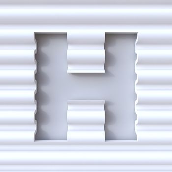 Cut out font in wave surface LETTER H 3D rendering illustration