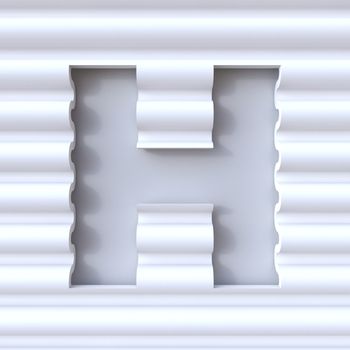 Cut out font in wave surface LETTER H 3D rendering illustration