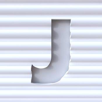 Cut out font in wave surface LETTER J 3D rendering illustration