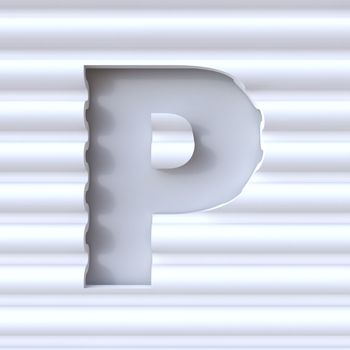 Cut out font in wave surface LETTER P 3D rendering illustration