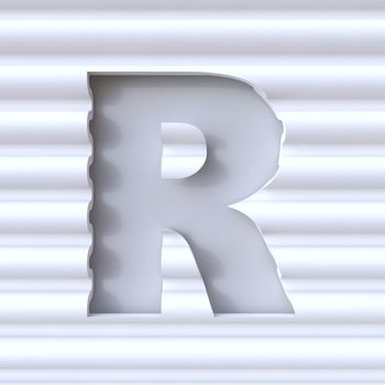 Cut out font in wave surface LETTER R 3D rendering illustration