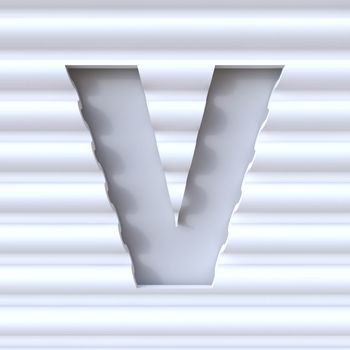 Cut out font in wave surface LETTER V 3D rendering illustration