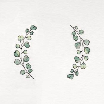 Watercolor wreath with eucalyptus leaves. Used for wedding invitation, greeting cards