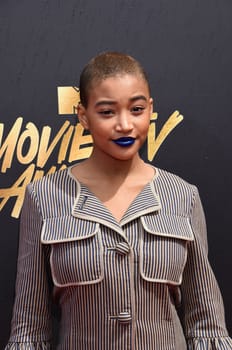 Amandla Stenberg at the 2017 MTV Movie & TV Awards, Arrivals, Shrine Auditorium, Los Angeles, CA 05-07-17