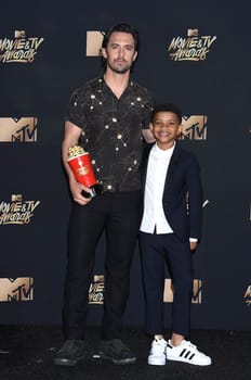 Milo Ventimiglia, Lonnie Chavis at the 2017 MTV Movie & TV Awards, Press Room, Shrine Auditorium, Los Angeles, CA 05-07-17