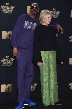 Snoop Dogg, Martha Stewart at the 2017 MTV Movie & TV Awards, Press Room, Shrine Auditorium, Los Angeles, CA 05-07-17