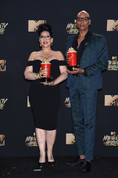 RuPaul, Michelle Visage at the 2017 MTV Movie & TV Awards, Press Room, Shrine Auditorium, Los Angeles, CA 05-07-17