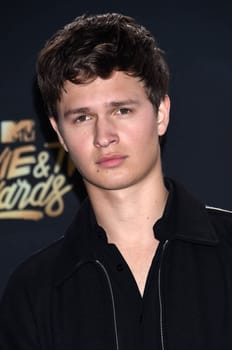 Ansel Elgort at the 2017 MTV Movie & TV Awards, Press Room, Shrine Auditorium, Los Angeles, CA 05-07-17