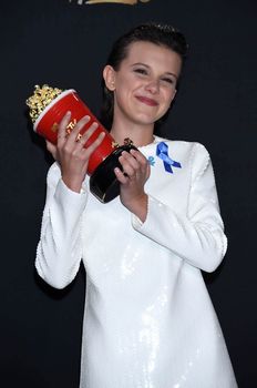 Millie Bobby Brown at the 2017 MTV Movie & TV Awards, Press Room, Shrine Auditorium, Los Angeles, CA 05-07-17