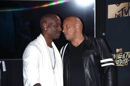 Tyrese Gibson, Vin Diesel at the 2017 MTV Movie & TV Awards, Press Room, Shrine Auditorium, Los Angeles, CA 05-07-17