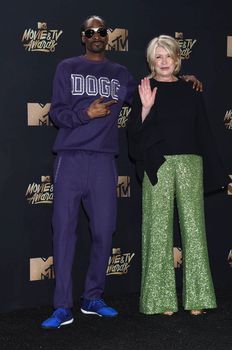 Snoop Dogg, Martha Stewart at the 2017 MTV Movie & TV Awards, Press Room, Shrine Auditorium, Los Angeles, CA 05-07-17