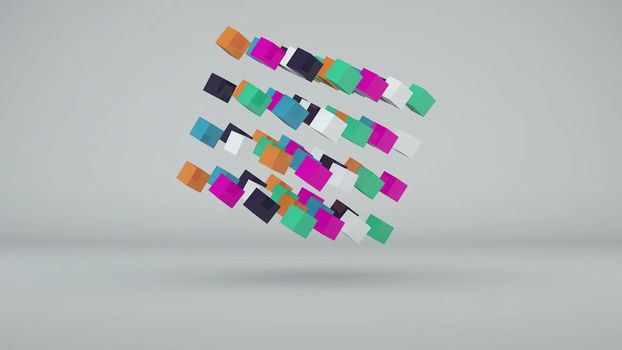 Abstract background with colorful cubes. 3d rendering