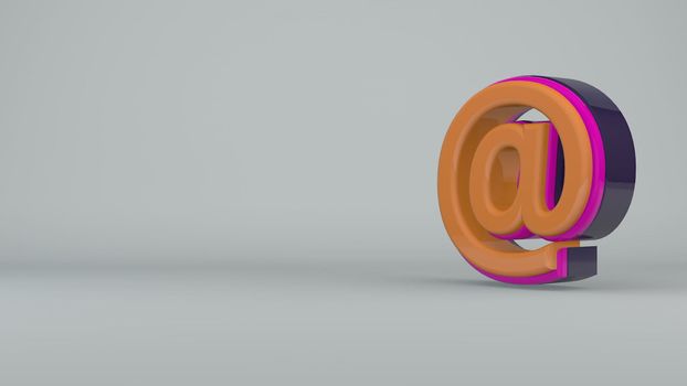 Colorful e-mail symbol rotate on white background. 3d rendering