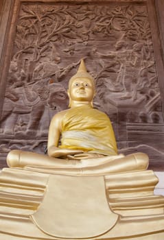 Wat Guti Bangkem,Temple in Thailand. Khao yoi, phetchaburi Thailand.Teak wood church, Wood background