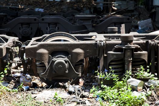 The wheel's train on railroad in Thailand for background.