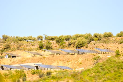Voltaic panels on a mountain in the center of Crete