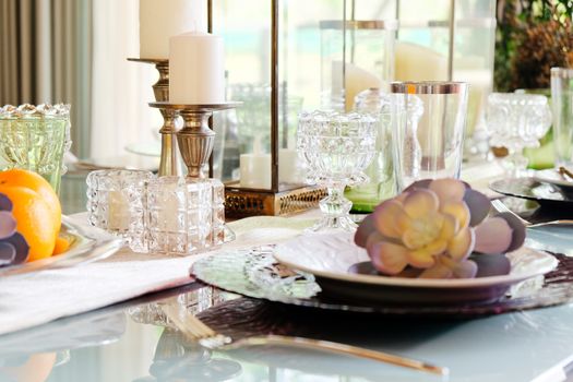 detail of Elegant dining table setting