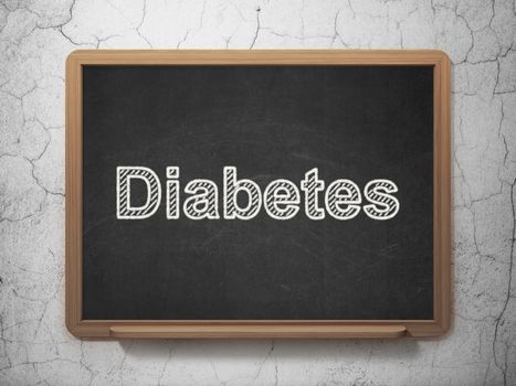 Healthcare concept: text Diabetes on Black chalkboard on grunge wall background, 3D rendering