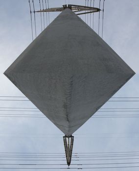 Two views of the same electric utility pole merged together in Photoshop.
