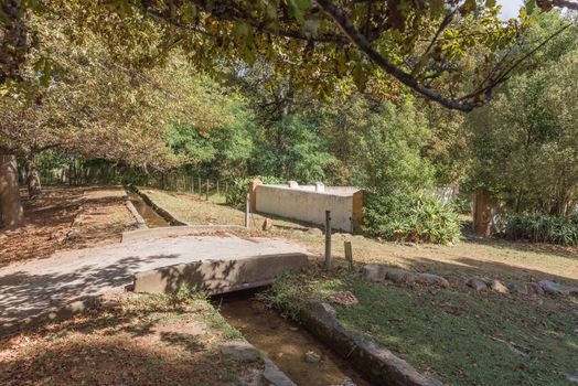 Water canal used to turn the wheel of the historic mill in Genadendal. Genadendal was the first mission station in South Africa, founded 1738