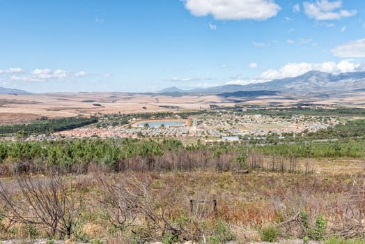 An aerial view of Botrivier as seen from the Houwhoek Pass