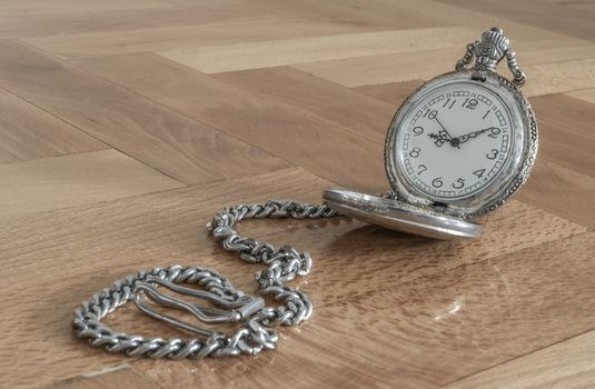 Pocket silver watch with chain