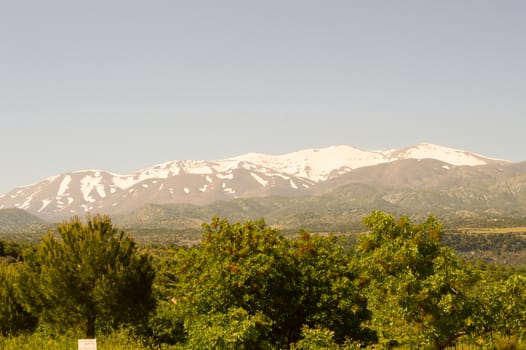View of the mountains of Mount Ida in the center of Crete