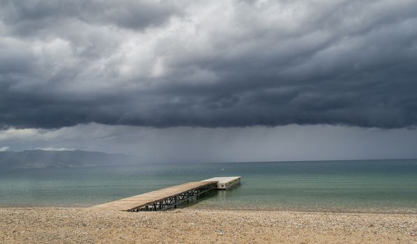 Heavy clouds above lake