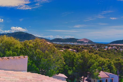 Panoramic view from Paguera towards the Bay of Palma, Mallorca