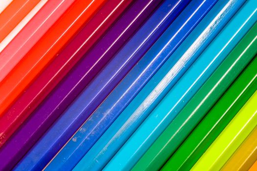 Composition of pencils of wood in a variety of colors