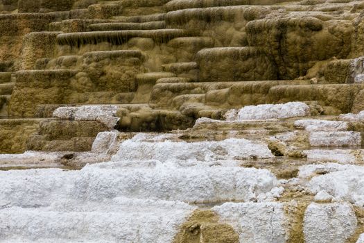 Closeup view of Mammoth Hot Springs in Yellowstone National Park.