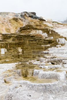 Closeup of terraces at Mammoth Hot Springs in Yellowstone National Park.