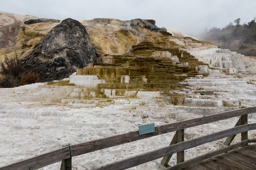 Mineral deposits at Mammoth Hot Springs.