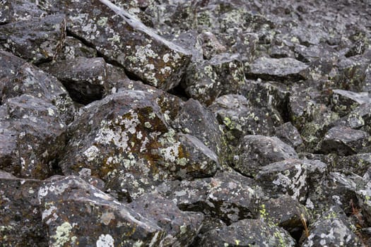 Stone pile at the bottom of Sheepeater Cliff in Yellowstone National Park.